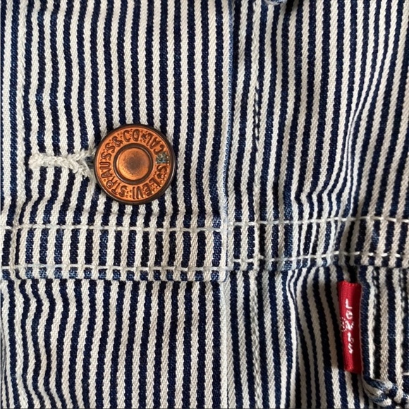 VTG Y2K Levis Pinstripe Train Conductor Jean Denim Jacket - Picture 11 of 13